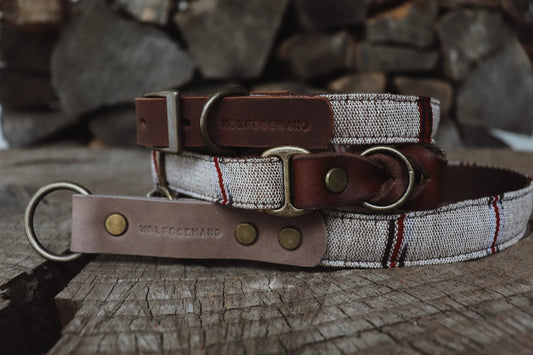 Halsband EDDA • Fettleder-Stoff-Kombi | verschiedene Varianten erhältlich