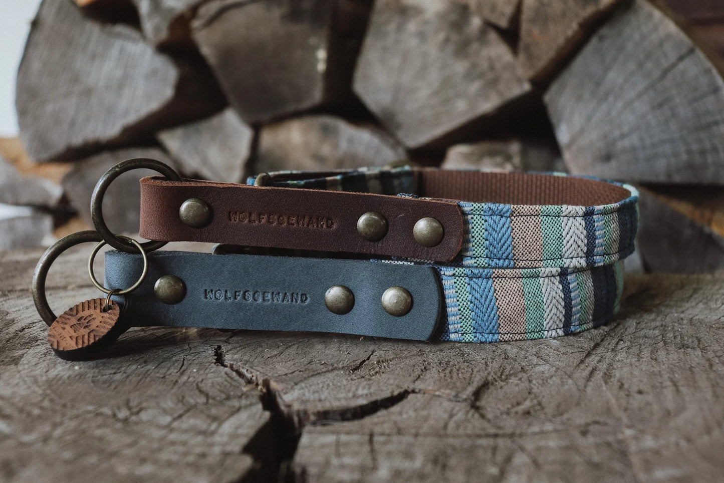 FREY collar in an ethnic look made of greased leather and fabric combination - available in different designs