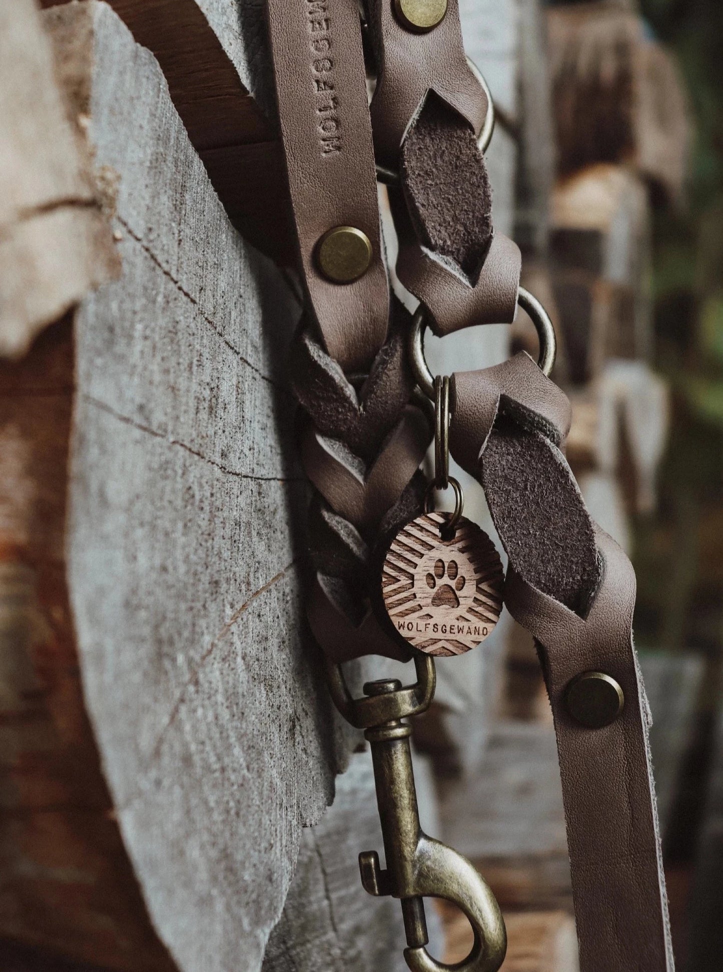 Braided leather leash 3-way adjustable - approx. 2m - different colors
