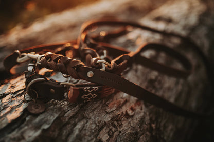 Braided leather leash 3-way adjustable - approx. 2m - different colors