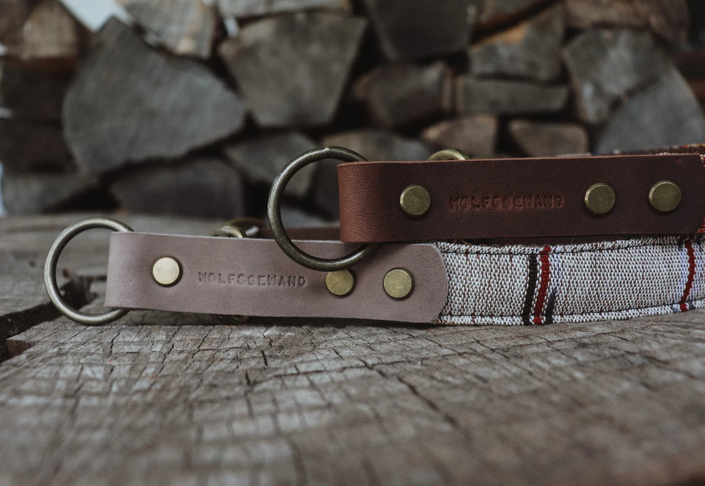 EDDA collar in an ethnic look made of greased leather and fabric combination - available in different designs