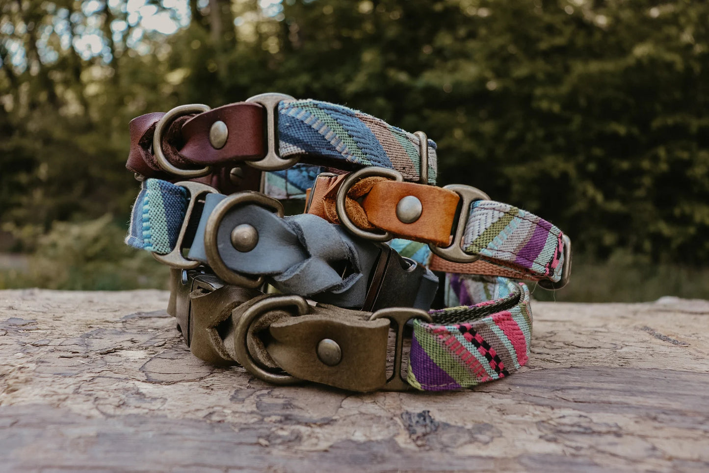 FREY collar in an ethnic look made of greased leather and fabric combination - available in different designs