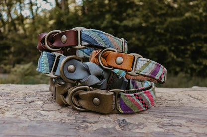 FREY collar in an ethnic look made of greased leather and fabric combination - available in different designs