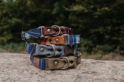 THOR collar in an ethnic look made of greased leather and fabric combination - available in different versions