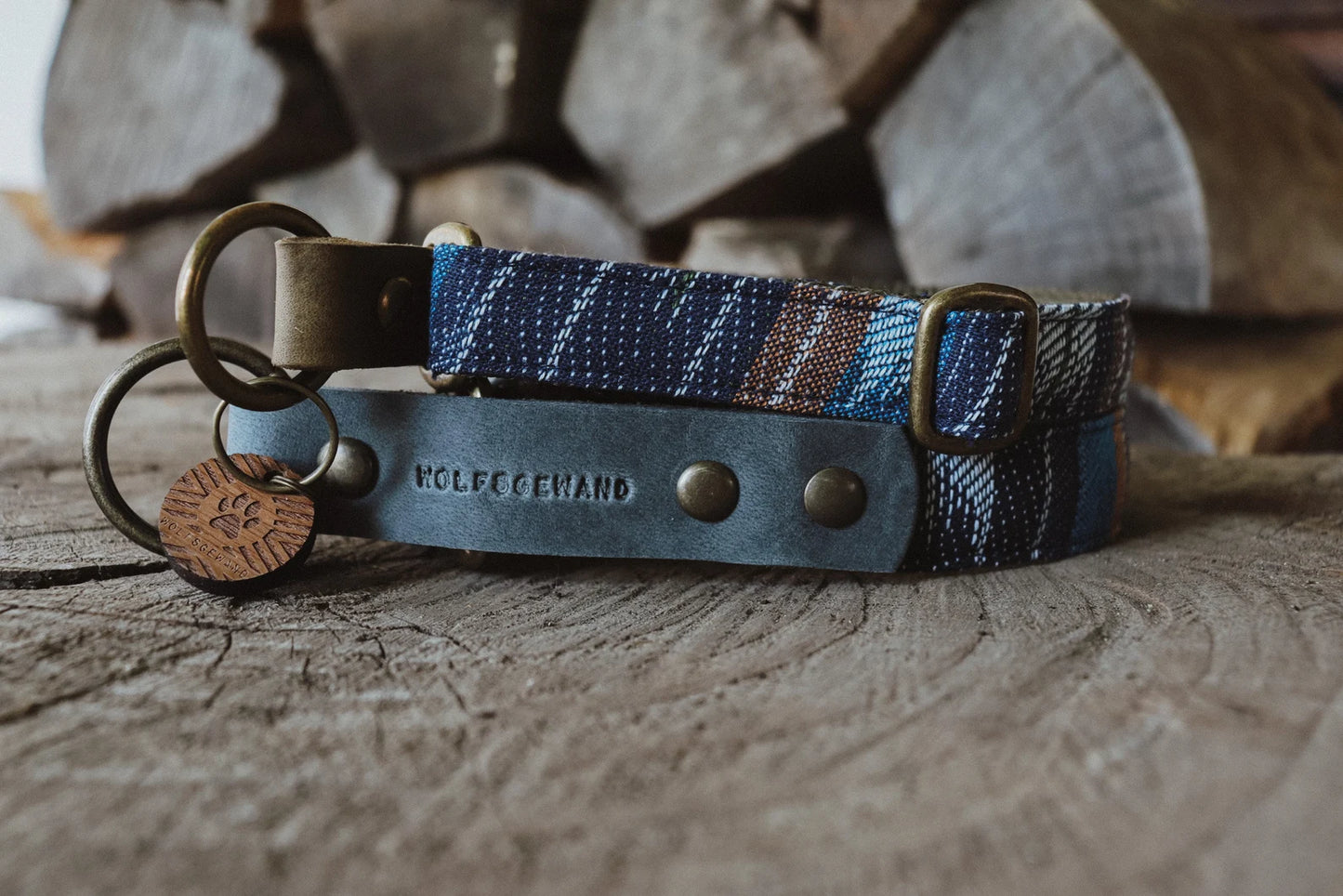 THOR collar in an ethnic look made of greased leather and fabric combination - available in different versions