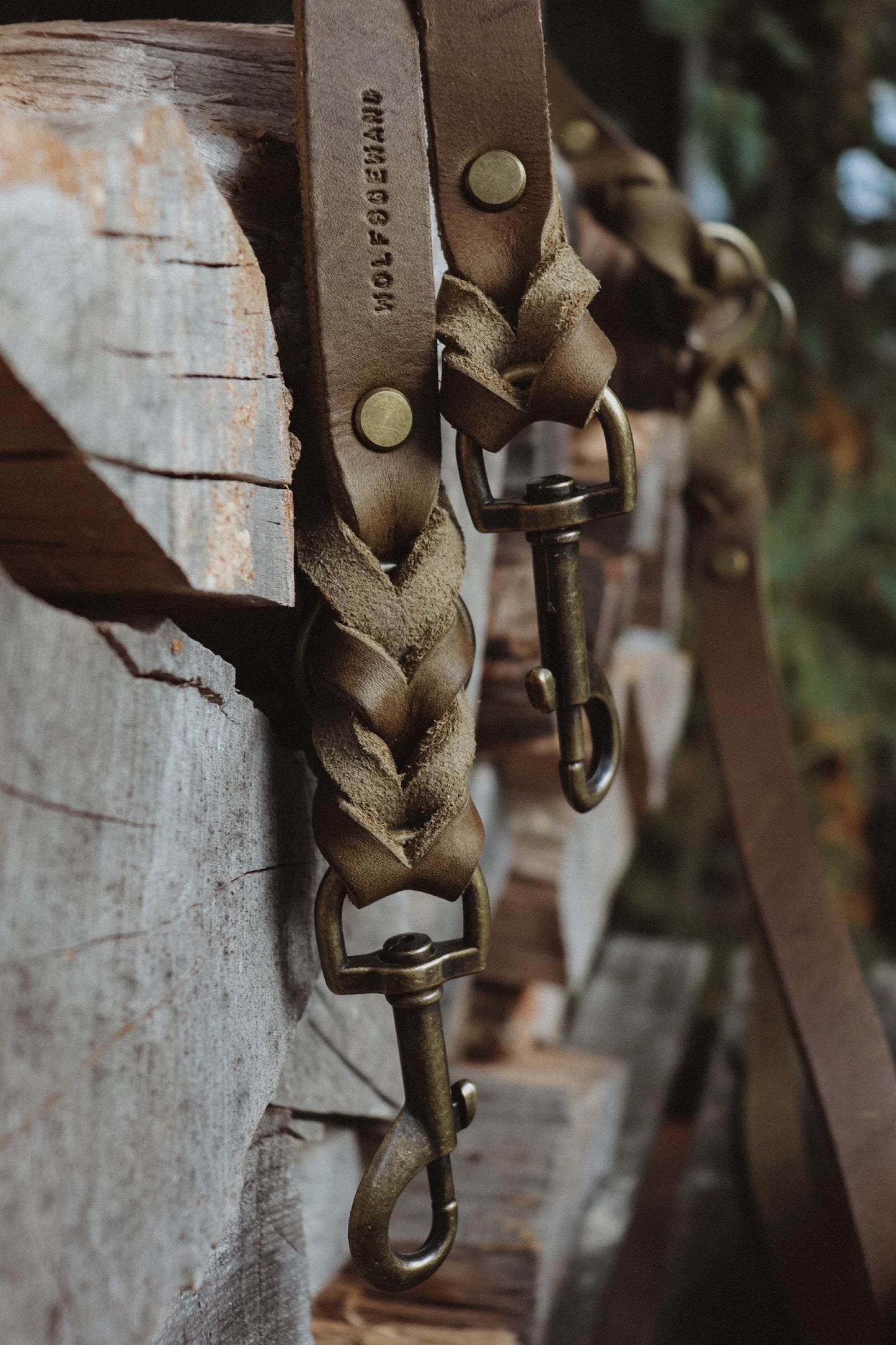 Braided leather leash 3-way adjustable - approx. 2m - different colors